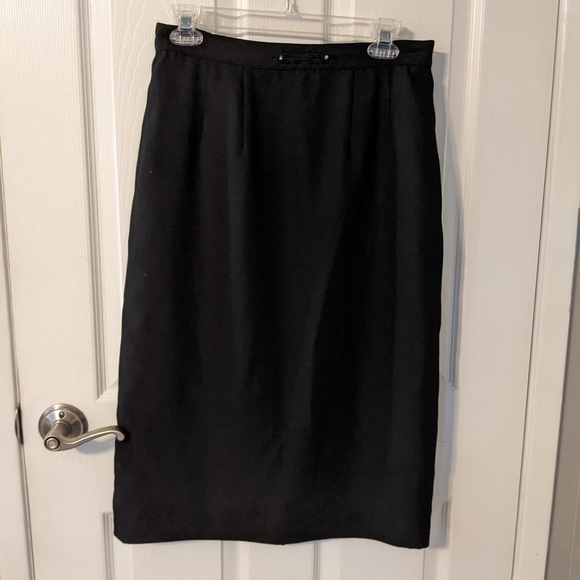 Vintage Beaded Waistline Black Pencil‎ Suit Skirt with Back Slit Size 10 - Picture 1 of 6